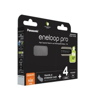 Rechargeable batteries PANASONIC ENELOOP PRO AAA 930 mAh 4 szt + case (BK-4HCDE/4CP+CASE) Rechargeable batteries PANASONIC ENELOOP PRO AAA 930 mAh 4 szt + case (BK-4HCDE/4CP+CASE)