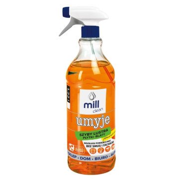 Mill Clean Wash liquid for cleaning windows, glass, mirrors, tiles with orange scent 1.22 L Mill Clean Wash liquid for cleaning windows, glass, mirrors, tiles with orange scent 1.22 L