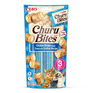 INABA Churu Bites Chicken with tuna and scallops - cat treats - 3x10 g INABA Churu Bites Chicken with tuna and scallops - cat treats - 3x10 g