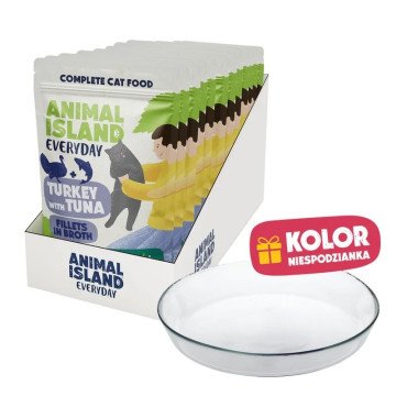 ANIMAL ISLAND Everyday Turkey and tuna in broth Box - wet cat food - 12x85g + free plate ANIMAL ISLAND Everyday Turkey and tuna in broth Box - wet cat food - 12x85g + free plate
