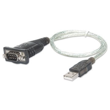 Manhattan USB-A to Serial Converter cable, 45cm, Male to Male, Serial/RS232/COM/DB9, Prolific PL-2303RA Chip, Black/Silver cable, Three Year Warranty, Equivalent to ICUSB232V2 Manhattan USB-A to Serial Converter cable, 45cm, Male to Male, Serial/RS232/COM/DB9, Prolific PL-2303RA Chip, Black/Silver cable, Three Year Warranty, Equivalent to ICUSB232V2