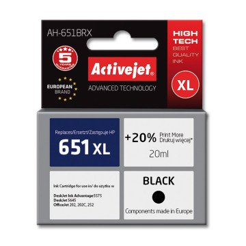 Activejet AH-651BRX Ink (replacement for HP 651 C2P10AE; Premium; 20 ml; black) Activejet AH-651BRX Ink (replacement for HP 651 C2P10AE; Premium; 20 ml; black)