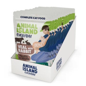 ANIMAL ISLAND Veal with rabbit Fillets in broth - wet cat food - 12x85g ANIMAL ISLAND Veal with rabbit Fillets in broth - wet cat food - 12x85g