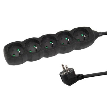 Esperanza ELK208K Power strip 5GN/3M Black Esperanza ELK208K Power strip 5GN/3M Black