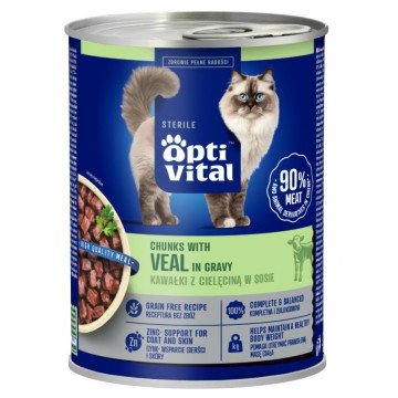 OPTIVITAL Sterile With veal in gravy - wet cat food - 415g OPTIVITAL Sterile With veal in gravy - wet cat food - 415g