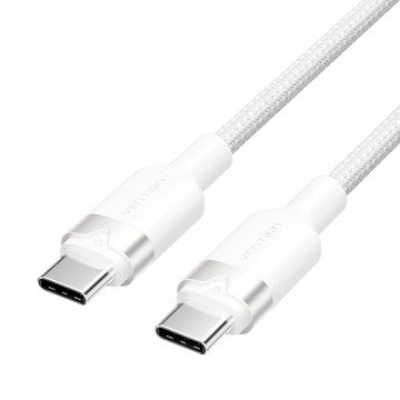 Vention USB-C to C cable, braided, 3A, 480Mbps, 60W, 2m, WH Vention USB-C to C cable, braided, 3A, 480Mbps, 60W, 2m, WH