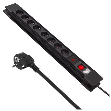 Maclean MCE11 power extension 1.5 m 8 AC outlet(s) Indoor Black