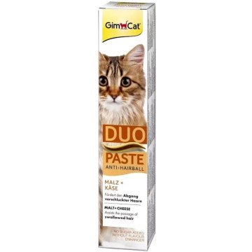 GIMCAT Duo Paste Anti-Hairball Malt with Cheese – cat treat – 50g