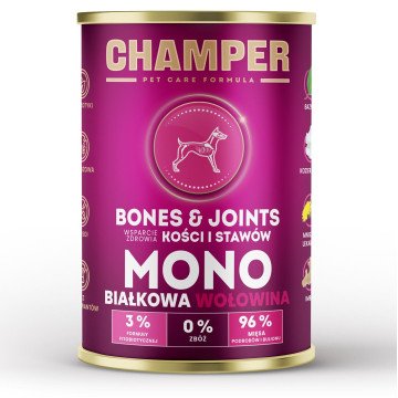 CHAMPER Bones & Joints Monoprotein Beef - wet dog food - 400g