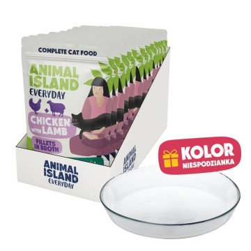 ANIMAL ISLAND Everyday Chicken with lamb in broth Box - wet cat food - 12x85g + free plate ANIMAL ISLAND Everyday Chicken with lamb in broth Box - wet cat food - 12x85g + free plate