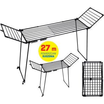 PROMIS MONZA clothes dryer, extendable + 2 wings, large, black PROMIS MONZA clothes dryer, extendable + 2 wings, large, black