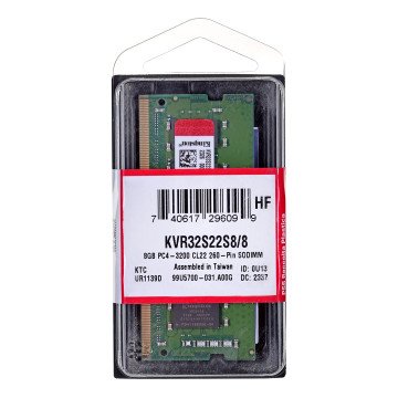 Kingston Technology ValueRAM KVR32S22S8/8 memory module 8 GB 1 x 8 GB DDR4 3200 MHz Kingston Technology ValueRAM KVR32S22S8/8 memory module 8 GB 1 x 8 GB DDR4 3200 MHz