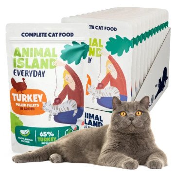 ANIMAL ISLAND Everyday Turkey fillets in broth - wet cat food - 12 x 85g ANIMAL ISLAND Everyday Turkey fillets in broth - wet cat food - 12 x 85g