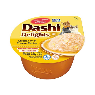INABA Dashi Delights Chicken with cheese in broth - cat treats - 70g INABA Dashi Delights Chicken with cheese in broth - cat treats - 70g