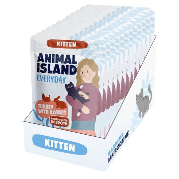 ANIMAL ISLAND Everyday Kitten Turkey with rabbit Box - wet cat food - 12x85g ANIMAL ISLAND Everyday Kitten Turkey with rabbit Box - wet cat food - 12x85g