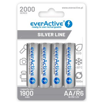 Rechargeable batteries everActive Ni-MH R6 AA 2000 mAh Silver Line Rechargeable batteries everActive Ni-MH R6 AA 2000 mAh Silver Line