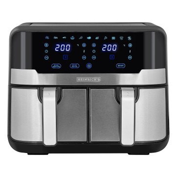 Heinrich‘’s HFR 8214 Double hot air fryer 2 x 4.5 l = 9.0 l 1300-2400 W Black - Silver Heinrich‘’s HFR 8214 Double hot air fryer 2 x 4.5 l = 9.0 l 1300-2400 W Black - Silver