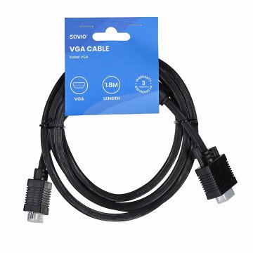Savio Cl-202 VGA cable 1.8 m VGA (D-Sub) Black Savio Cl-202 VGA cable 1.8 m VGA (D-Sub) Black