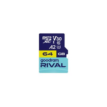 GOODRAM RIVAL M2AA 64 GB MicroSDXC V30 A2 UHS-I U3 + adapter (GGSM2AA-0640R12) GOODRAM RIVAL M2AA 64 GB MicroSDXC V30 A2 UHS-I U3 + adapter (GGSM2AA-0640R12)