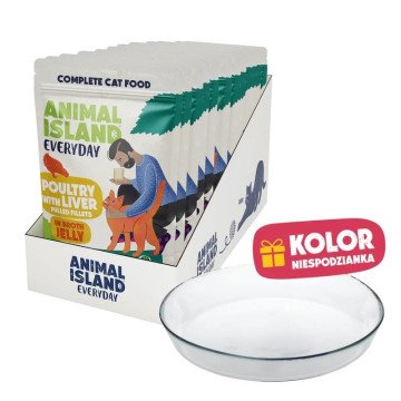 ANIMAL ISLAND Everyday Poultry with liver in jelly Box - wet cat food - 12x85g + free plate ANIMAL ISLAND Everyday Poultry with liver in jelly Box - wet cat food - 12x85g + free plate