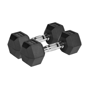 REBEL ACTIVE Rubber-coated cast iron dumbbells 2x7 kg