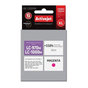 Activejet AB-1000MN Ink (replacement for Brother LC1000M/970M; Supreme; 35 ml; magenta).  Prints 550% more.