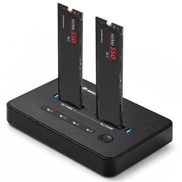 Qoltec 52366 M.2 NVMe SSD Docking Station | PCIe | USB-C | 20 Gb/s | DUAL 2 x 8TB | Offline cloning