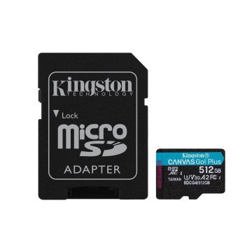 Kingston Technology 512GB microSDXC Canvas Go Plus Gen4 200MB/s A2 U3 V30 Card + Adapter Kingston Technology 512GB microSDXC Canvas Go Plus Gen4 200MB/s A2 U3 V30 Card + Adapter