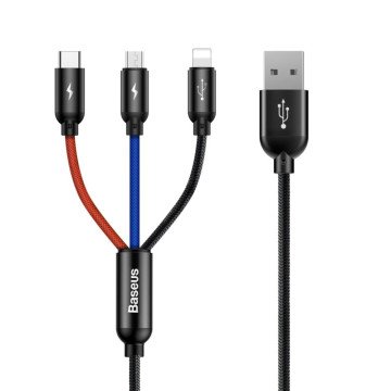 BASEUS Colorfone CAMLT-BSY01 USB cable 1.2 m USB A 3 x USB C Black, Red, Blue BASEUS Colorfone CAMLT-BSY01 USB cable 1.2 m USB A 3 x USB C Black, Red, Blue