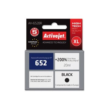 Activejet AH-652BR ink (replacement for HP 652 F6V25AE; Premium; 20 ml; black) Activejet AH-652BR ink (replacement for HP 652 F6V25AE; Premium; 20 ml; black)