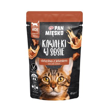 PAN MIĘSKO Pieces in sauce Veal with deer - wet cat food - 85g PAN MIĘSKO Pieces in sauce Veal with deer - wet cat food - 85g