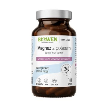 BIOWEN Magnesium 4x with Potassium – food supplement for humans – 100 capsules BIOWEN Magnesium 4x with Potassium – food supplement for humans – 100 capsules