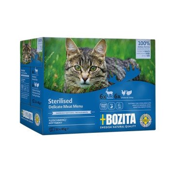 BOZITA Sterilised Meat menu Box - wet cat food - 12x85g