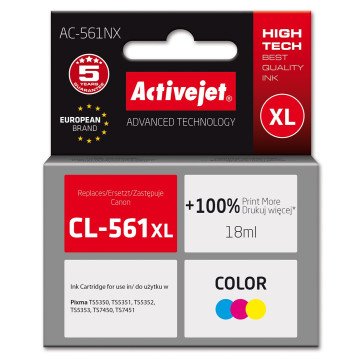 Activejet AC-561NX Ink (replacement for Canon CL-561XL; Supreme; 18 ml; Color: Cyan, Magenta, Yellow)