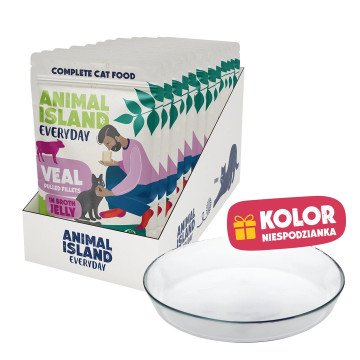 ANIMAL ISLAND Everyday Veal in jelly broth Box - wet cat food - 12x85g + free plate ANIMAL ISLAND Everyday Veal in jelly broth Box - wet cat food - 12x85g + free plate