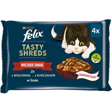 FELIX Tasty Shreds with beef and chicken - 4x 80g FELIX Tasty Shreds with beef and chicken - 4x 80g