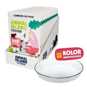 ANIMAL ISLAND Everyday Beef in broth Box - wet cat food - 12x85g + free plate ANIMAL ISLAND Everyday Beef in broth Box - wet cat food - 12x85g + free plate