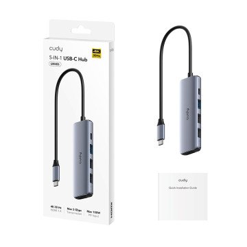 CUDY UH405 5-IN-1 USB-C Hub with HDMI 4K CUDY UH405 5-IN-1 USB-C Hub with HDMI 4K