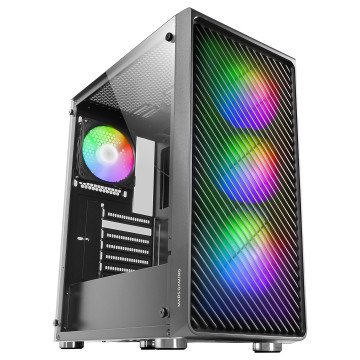 Mars Gaming MC-F Black, ATX Gaming Semitower, Full Tempered Glass Window, Metal-Mesh Front, 4x 120mm ARGB Fans Mars Gaming MC-F Black, ATX Gaming Semitower, Full Tempered Glass Window, Metal-Mesh Front, 4x 120mm ARGB Fans