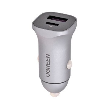 Ugreen USB Type-C / USB 24W Power Delivery Quick Charge car charger, grey (30780)