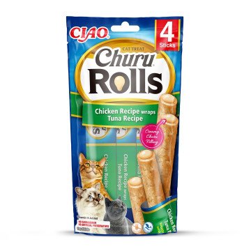 INABA Churu Rolls Chicken recipe wraps Tuna recipe - cat treats - 4x10 g INABA Churu Rolls Chicken recipe wraps Tuna recipe - cat treats - 4x10 g