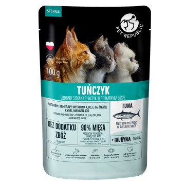 PET REPUBLIC Steril Finely chopped tuna in sauce - wet cat food - 100 g PET REPUBLIC Steril Finely chopped tuna in sauce - wet cat food - 100 g
