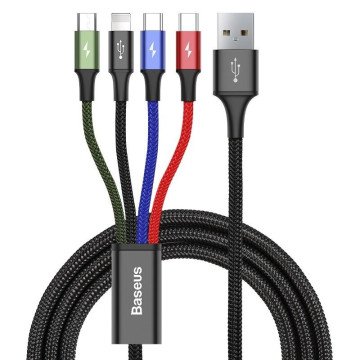 Cable USB Baseus Fast 4in1 2xUSB-C / Lightning / Micro 3.5A 1.2m (black) Cable USB Baseus Fast 4in1 2xUSB-C / Lightning / Micro 3.5A 1.2m (black)