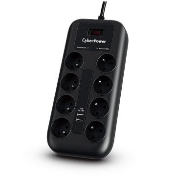 CyberPower Tracer III P0820SUF0-FR surge protector Black 8 AC outlet(s) 200 - 250 V 1.8 m CyberPower Tracer III P0820SUF0-FR surge protector Black 8 AC outlet(s) 200 - 250 V 1.8 m