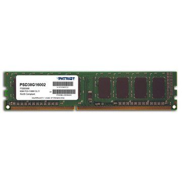 Patriot Memory DDR3 8GB PC3-12800 (1600MHz) DIMM memory module 1 x 8 GB Patriot Memory DDR3 8GB PC3-12800 (1600MHz) DIMM memory module 1 x 8 GB