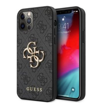 Guess PU 4G Metal Logo Case for iPhone 12/12 Pro Grey