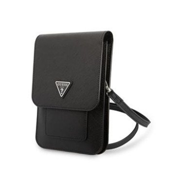 Guess PU Saffiano Triangle Logo Phone Bag Black Guess PU Saffiano Triangle Logo Phone Bag Black