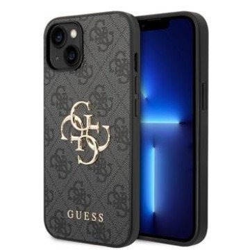 Guess PU 4G Metal Logo Case for iPhone 14 Grey