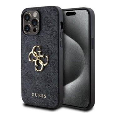 Guess PU 4G Metal Logo Case for iPhone 14 Pro Max Grey