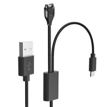 Tactical USB Charging 2in1 Cable for Garmin Fenix 7/8, Tactix 8 + USB-C